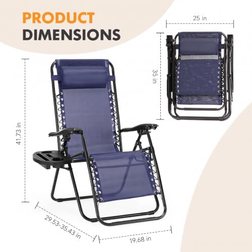 NEWBULIG Zero Gravity Chairs Set of 2, Lounge Chair Folding Portable Adjustab...