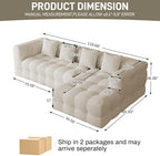 120" Oversized Modular Sectional Couch,Cloud Sectional Sofa with Deep Seat, Modern Modular Couch with 4 Throw Pillows,L-Shaped Chenille Sofa Couches with Right Facing Chaise for Living Room, Beige