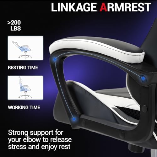 Gaming Chair PU Leather Massage PC Video Game Chair with Lumbar Support for M...