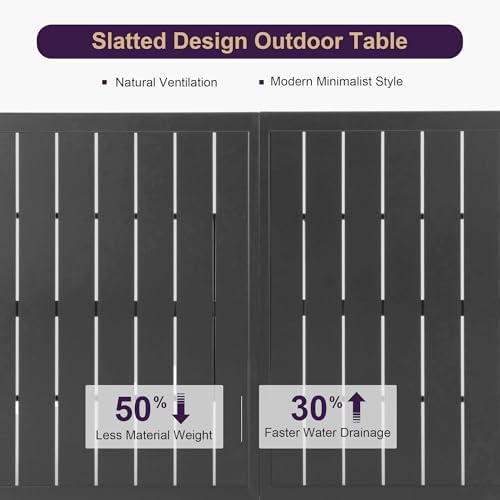 PURPLE LEAF Outdoor Dining Set 6-Person Patio Table Set w/Padded Seat, Grey