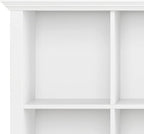 SIMPLIHOME Acadian Console Table - 57 Inch Wide Solid Wood 8-Cube Storage Sofa Table in White, Transitional Storage Unit for Living Room or Bedroom with Grooved Side Panels and Tapered Legs