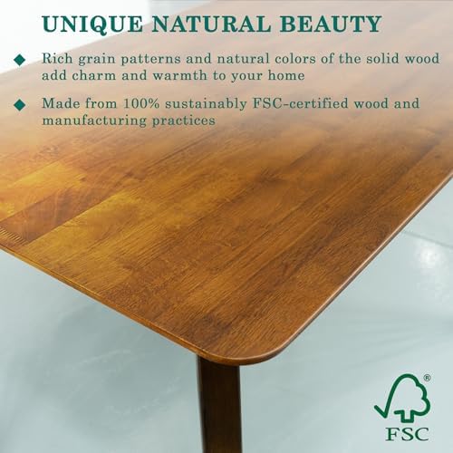 Acacia Verve 48" Solid Wood Dining Table for 4, Rectangular Acacia Wood ...