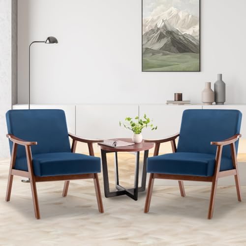 Lispin Mid-Century Modern Chair, Living Room Chair with Solid Wood Frame, Acc...