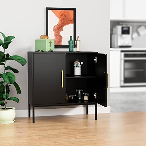 CARPETNAL Set of 2 Accent Storage Cabinet with Doors and Adjustable Shelf, Fr...