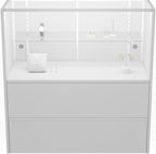 WISDOMFUR 5ft White Display Showcase Cabinet with LED Lighting – Half Vision Retail Glass Display Case, 60" x 18" x 38", Sliding Locking Doors & Storage Shelves