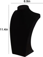 Coward Necklace Bust Stand for Selling Show, Black Velvet Necklace Jewelry Display Holder for Home Use or Store Shop Show (11" Hight)