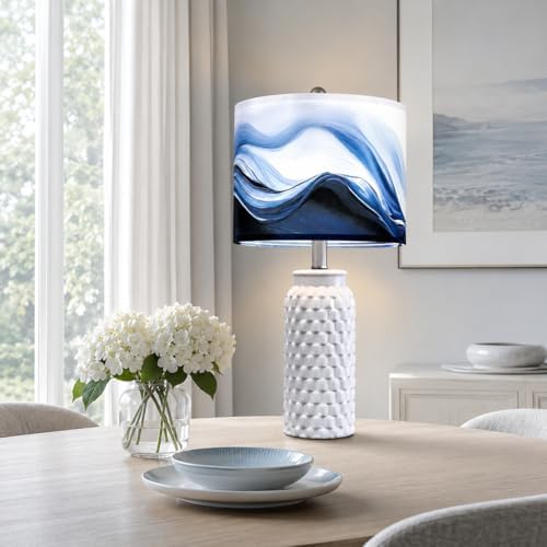Drum Lamp Shade, Blue Ocean Wave, 13 x 13 x 10 Inch