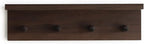 Entrance Coat Rack ，Coat Hooks, Wall-Mounted Wooden Hook Rack, Wall-Mounted Shelves are Very Suitable (Walnut Colored Finish-1)