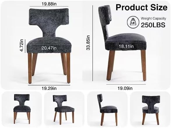 Soft Padded Dining Chairs Set of 4, Modern Farmhouse Upholstered Chairs with Linen Fabric & Rubber Wood Legs, Ergonomic Armless Seats for Dining Room Kitchen Living Room (Gray)