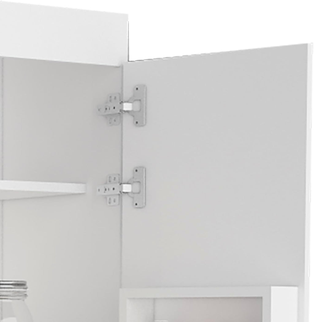 Spacious White Pantry Cabinet: 5 Shelves, 3 Door Shelves