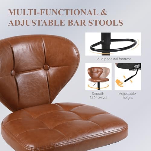 Bar Stools Set of 3 - Swivel Counter Height Barstools (Height Adjustable) | M...