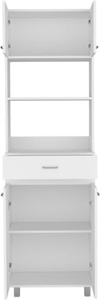 Microwave Double Door Cabinet, One Drawer, One Shelf for Microwave, White,for Kitchen