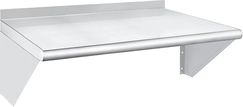 HARDURA Stainless Steel Shelf 18" x 24", 297lb Commercial Shelves Wall Mount Metal Shelving with Backsplash and Brackets for Kitchen, Restaurant, Laundry Room and Home