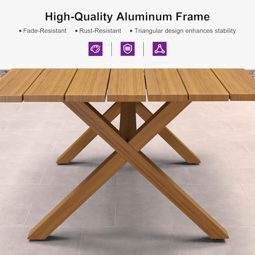PURPLE LEAF 7 Pieces Patio Dining Set with Rattan Chairs Cushion, Teak