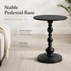 Vintage Matte Black Round Metal Side Table Set of 2 for Living Room, Office | End Tables, Nightstand, Drink and Coffee Accent Tables, Decorative Sofa Bedside Tables for Small Space, Bedroom, Apartment