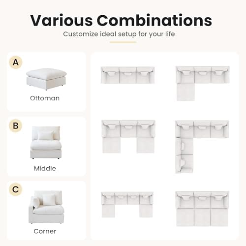 Cloud Couch Modular Sectional Sofa,82.68" Oversized LoveSofa, Down Fille...