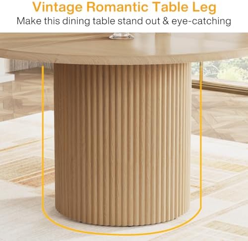 Tribesigns 47" Round Dining Table for 4, Farmhouse Kitchen Table with Me...