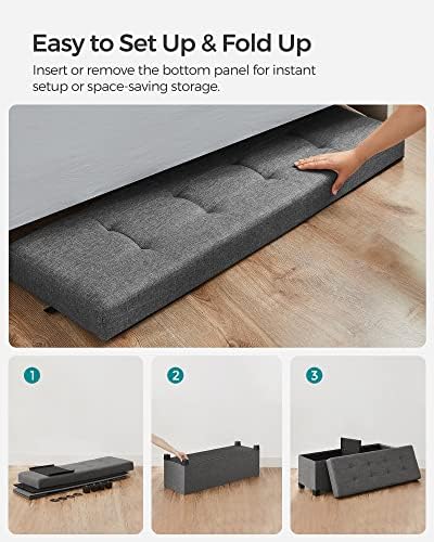 SONGMICS Storage Ottoman Bench, Foldable Foot Rest with Legs | End of Bed Ben...