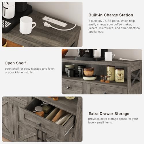 51" Farmhouse Buffet Sideboard with Storage, Kitchen Pantry Cabinet