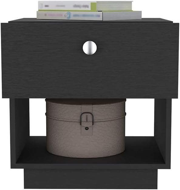 1 Drawer Nightstand, Open Lower Shelf,for Small Spaces