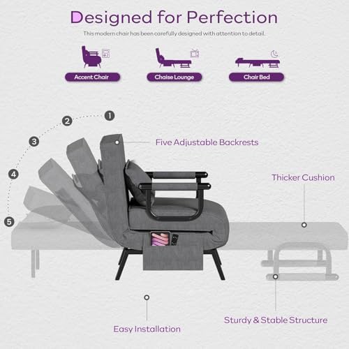 TYBOATLE Sleep Chair Bed Set of 2, Comfy Convertible Sleeper Chairs for Adult...