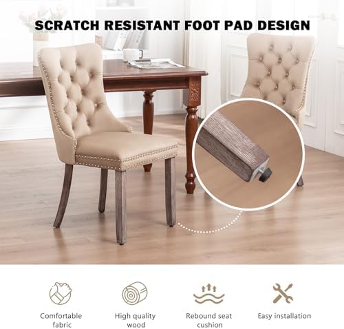 Hixkol Velvet Dining Chairs Set of 4,Upholstered Dining Chairs with Ring Pull...