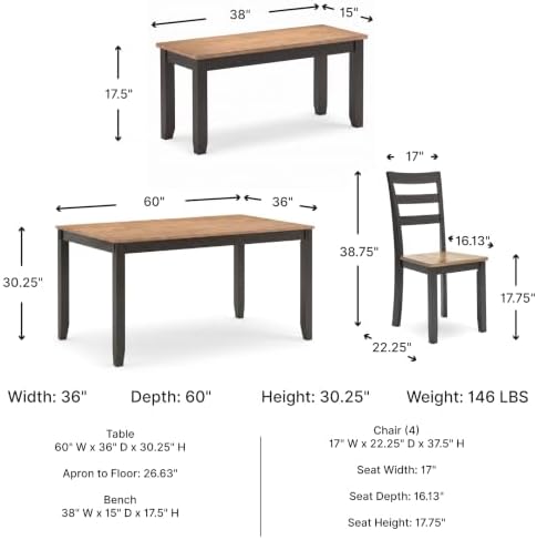 Signature Design by Ashley Gesthaven 6-Piece Dining Table Set with Bench