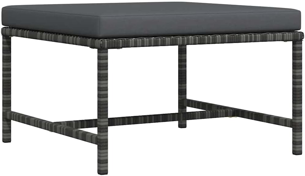 Sectional Patio Footrest, Outdoor Modular Ottoman Footstool with Thick Cushio...