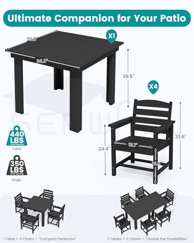 SERWALL HDPE Outdoor Square Dining Set for 4