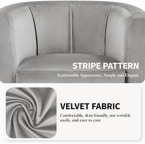 Yaheetech Barrel Accent Chair, Upholstered Modern Armchair, Gray