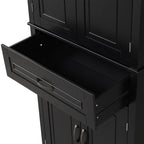 Bathroom Storage Cabinet with Doors and Drawer, Multiple Storage Space, Adjustable Shelf, White (Black)