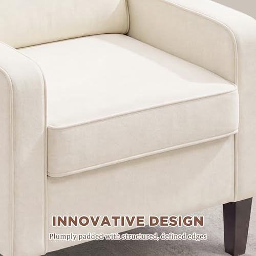 Weture Mid-Century Accent Chair, Beige Armchair Living Room Chairs | Comfy Up...