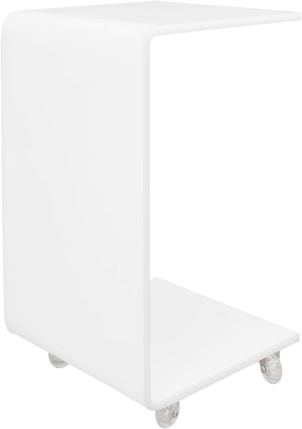 Modern Acrylic Side Table with Wheels, 14.1x13.4x21.6in Movable C-Shaped End ...