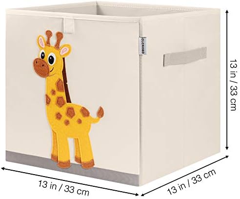 Foldable Animal Cube Storage Bins Fabric Toy Box/Chest/Organizer for Kids Nursery, 13 inch (Elegant Giraffe)