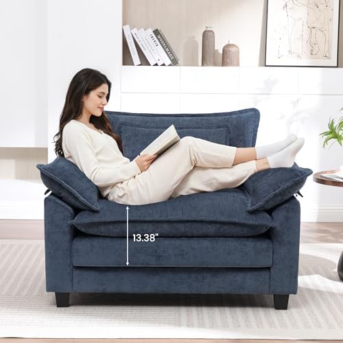 Modern Oversized Accent Chairs Set of 2,Chenille Cloud Sofa Chair with Deep S...
