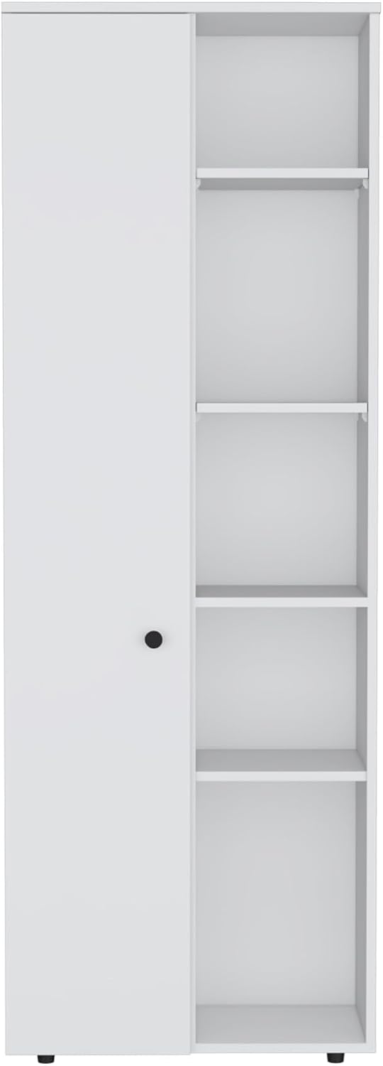 Pantry Storage Cabinet with Five Interior and Exterior Shelves, Kitchen Sideb...
