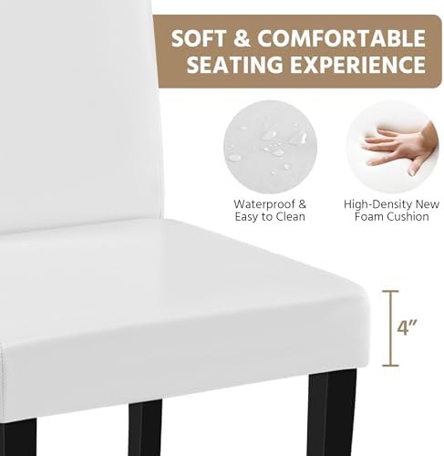 Yaheetech Dining Chairs Set of 4 Upholstered Kitchen Chairs White