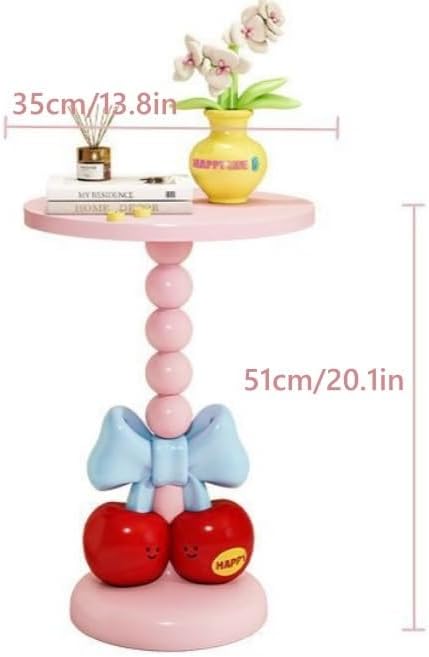 Creative Small Side Table with Bow and Cherry Decoration, Decorative End Tabl...