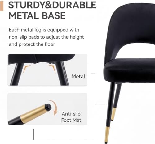 DUOMAY Modern Dining Chair Set of 6 with Open Back, Velvet Upholstered Armles...