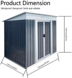 6' x 4' Outdoor Metal Storage Shed Outdoor Shed Galvanized Steel Garden Shed with Sliding Door and Window for Ventilation Storage Sheds House for Backyard Garden（Grey）