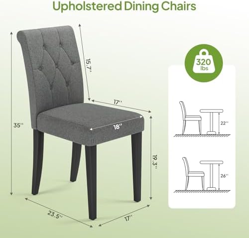 Welzona Upholstered Dining Chairs Set of 4, Button Tufted Parsons Dining Chai...