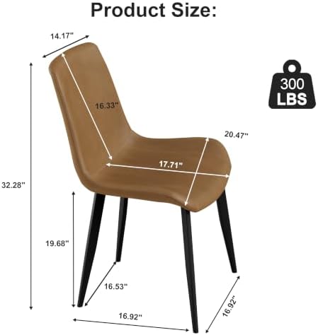 Dining Chairs, Modern PU Leather Dining Room Chair with Sturdy Metal Legs, Up...