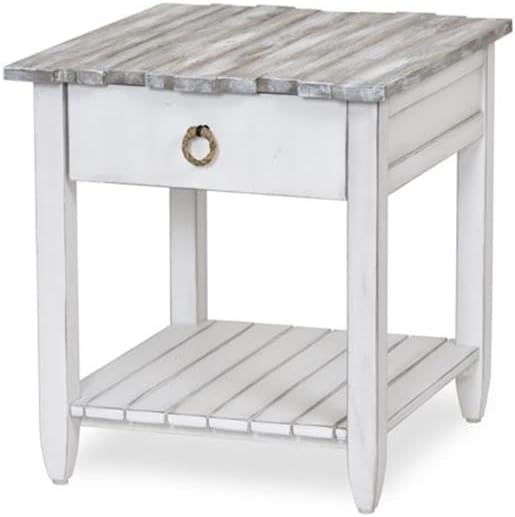 Pemberly Row Contemporary Wood End Table with Drawer, White/Gray Finish, 24&q...