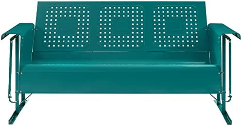 Crosley Furniture Bates Retro Metal Outdoor Sofa Glider, 3-Person Rocking Pat...
