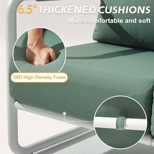 5 Piece Patio Outdoor Aluminum Swivel Rocking Chair with 6.7" Thickened ...