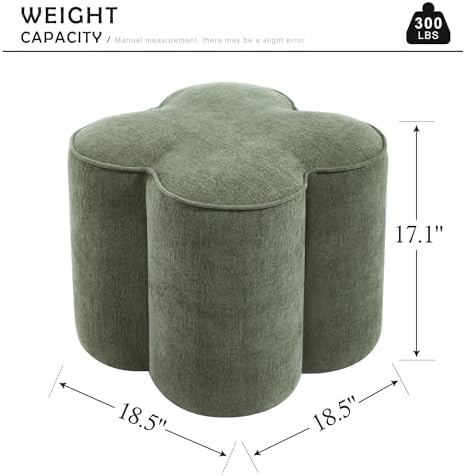 Green Linen Ottoman Set of 2, Small Vanity Stool, Modern Footstool | Multi-Fu...