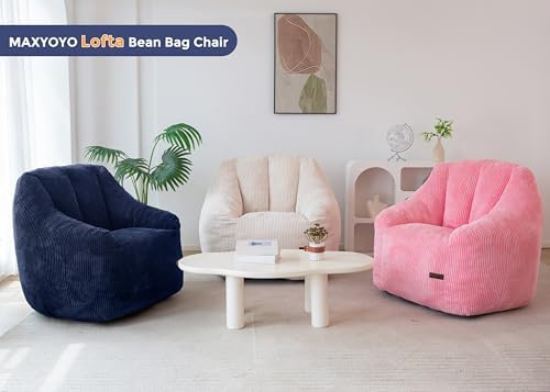 MAXYOYO Bean Bag Chair for Adults, Foam-Filled Floor Sofa for Reading | Bean ...