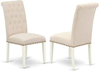 East West Furniture LGBR5-LWH-02 5 Piece Dining Room Table Set Includes a Rectangle Kitchen Table with Butterfly Leaf and 4 Light Beige Linen Fabric Parson Chairs, 42x84 Inch, Linen White
