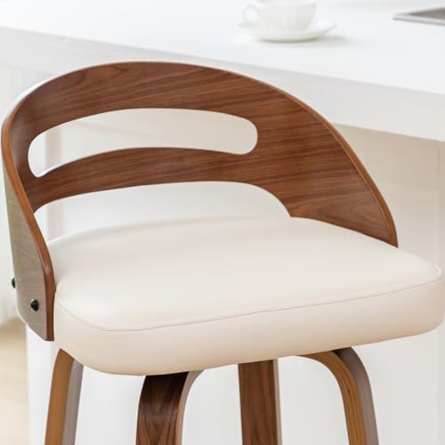 Counter Height Bar Stools, Mid Century Counter Stools with Walnut Finish | Na...