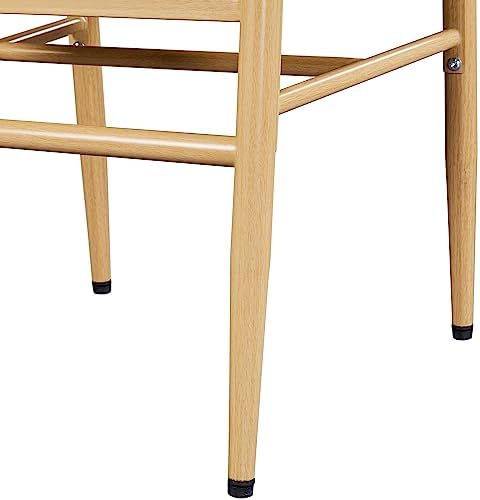 Yaheetech Dining Chairs Set of 4 Mid Century Modern Woven Chairs Wood Color